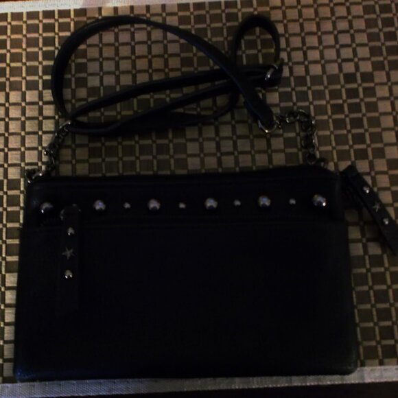 Black Mudd Crossbody Purse / Shoulder Bag - 9" x 5" - Adjustable - Picture 1 of 7